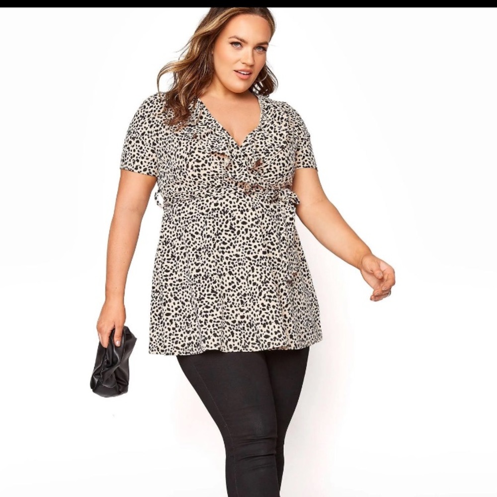 New ASOS your ruffle animal print top. Plus size top by yours. V neck top